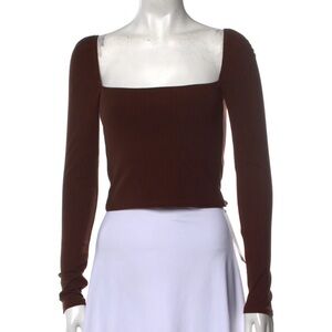 Reformation Square Neckline Long Sleeve Crop Top: NWT